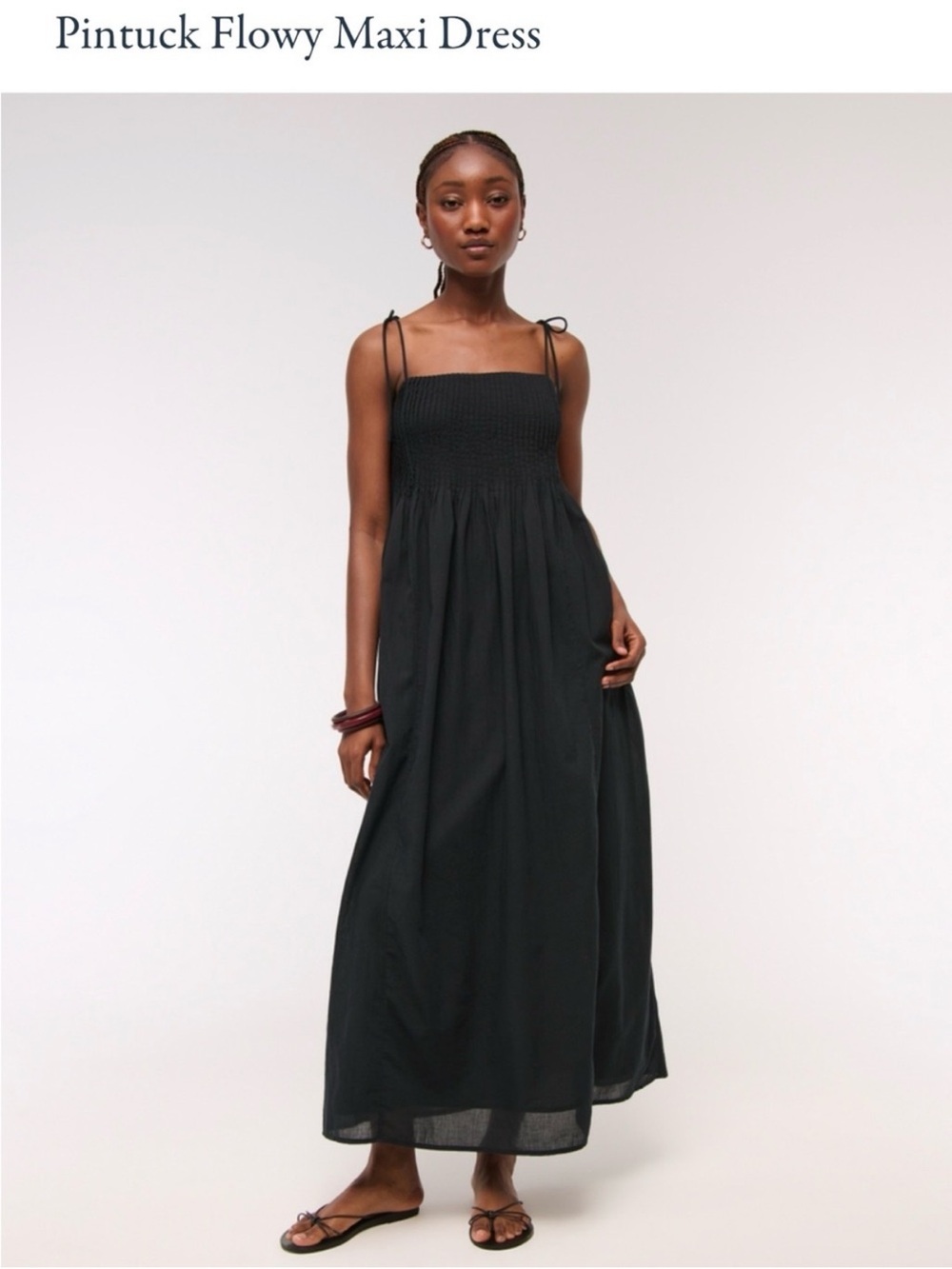 Abercrombie & Fitch Black Pintuck Maxi Dress Size S
